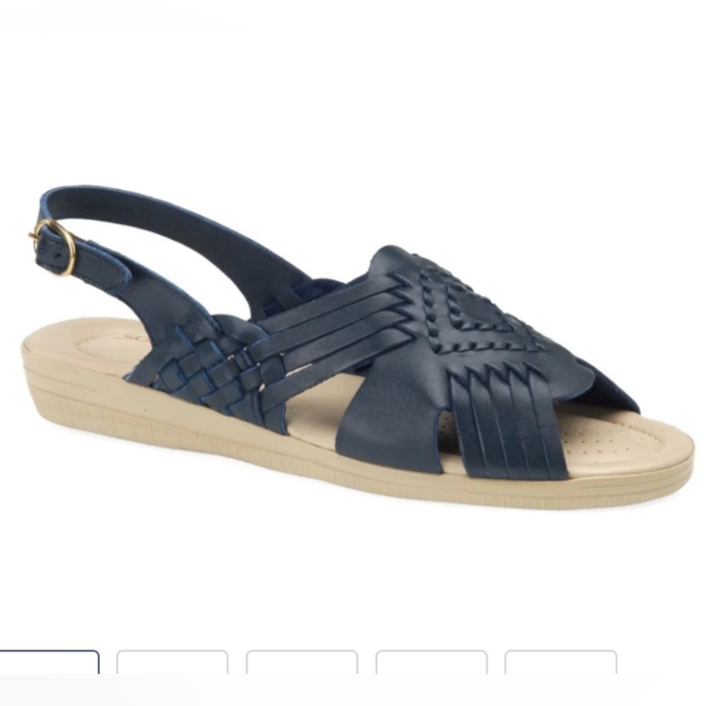 NWT Softspots Blue Woven Tela Sandals Sz 8.5 M